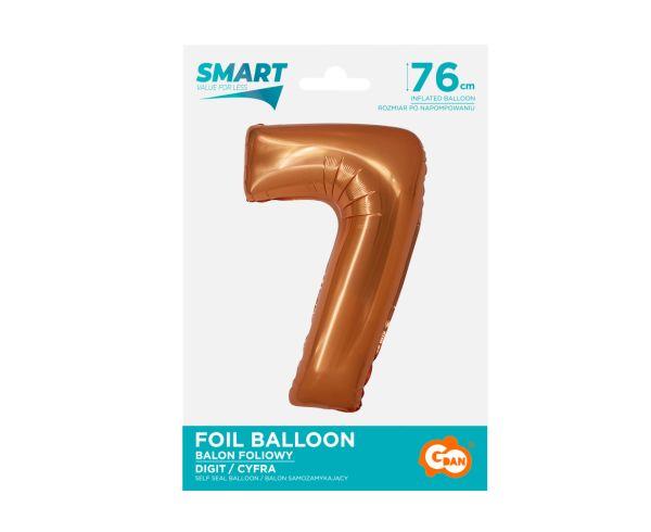 BALON FOLIOWY SMART CYFRA 7 MIEDZIANA 76CM