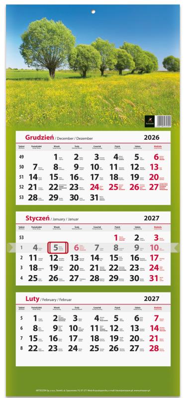 KALENDARZ TRÓJDZIELNY 2027