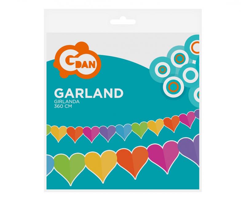 GIRLANDA PAP.KOLOROWE SERDUSZKA 360X17.1X18CM