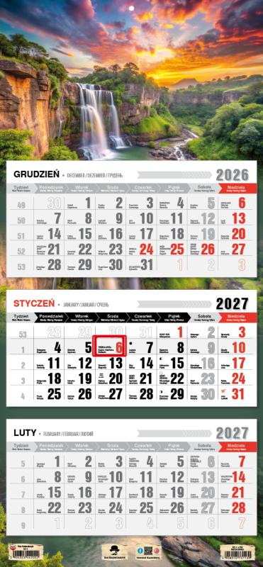KALENDARZ TRÓJDZIELNY KT-1 PŁASKA GŁÓWKA 2027