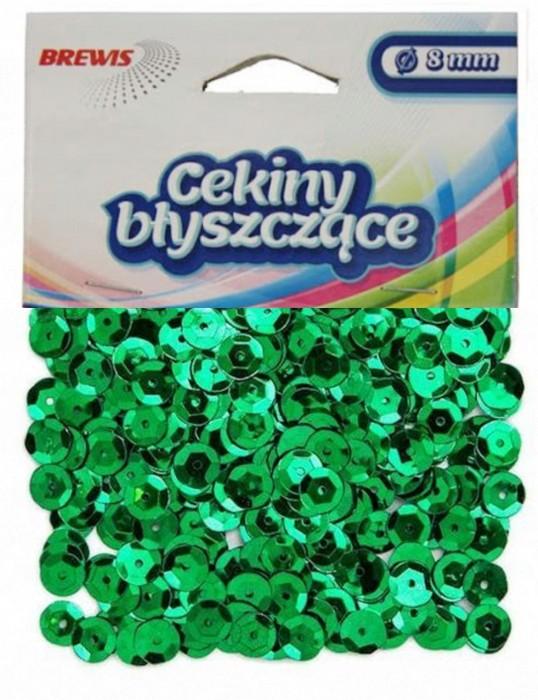 CEKINY BŁYSZCZĄCE 8MM ZIELONE