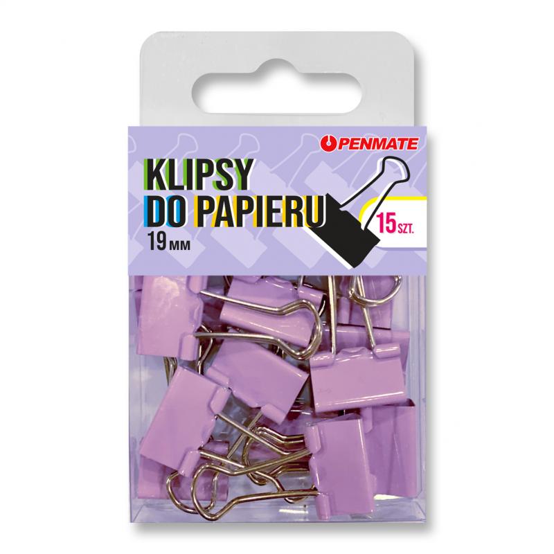 KLIPSY DO PAPIERU 19 MM FIOŁKOWE PENMATE