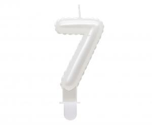 ŚWIECZKA B&C CYFERKA 7 PERŁOWA BIAŁA 7CM