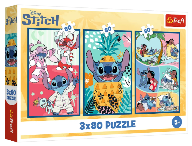 PUZZLE 3X80 TREFL ŚWIAT STITCHA