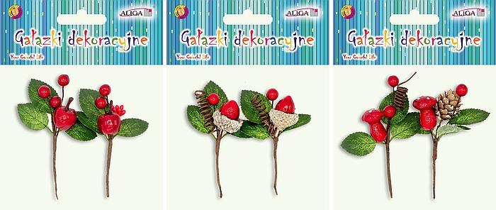 GAŁĄZKI DEKORACYJNE DPG-2830 ZAW.3 WZORY 10CM #ŚWIĘTA