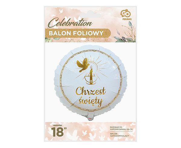 BALON FOLIOWY CHRZEST ŚWIĘTY (GOŁĄBEK I ŚWIECA), 18'