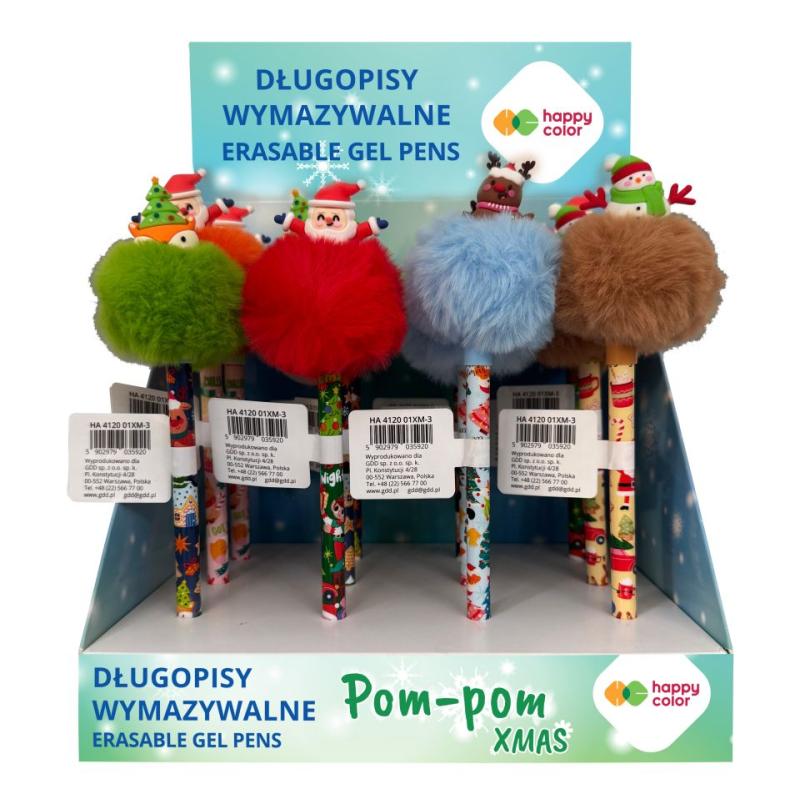 DŁUGOPIS WYMAZYWALNY XMAS POMPON AUTOMATYCZNY NIEBIESKI 0,5MM A/12 GDD