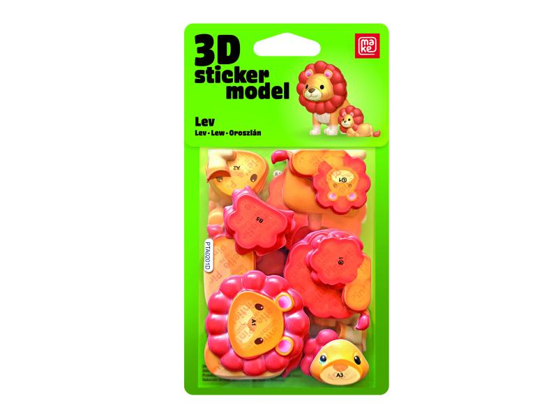 ZESTAW KREATYWNY NAKLEJKA 3D MODEL ZOO LEW MAKE