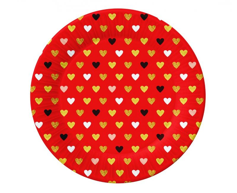 TALERZYKI PAPIEROWE KOLEKCJA XOXO CZERWONE 18CM A6 WALENTYNKI