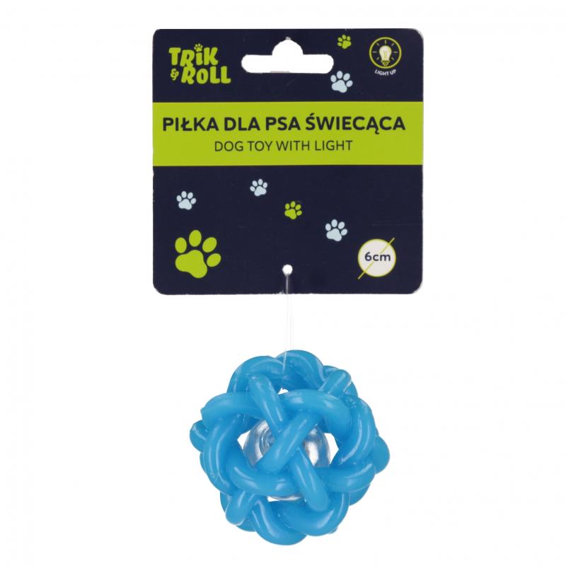 ZABAWKA DLA PSA PIŁKA ŚWIECĄCA NIEBIESKA 6CM TRIK