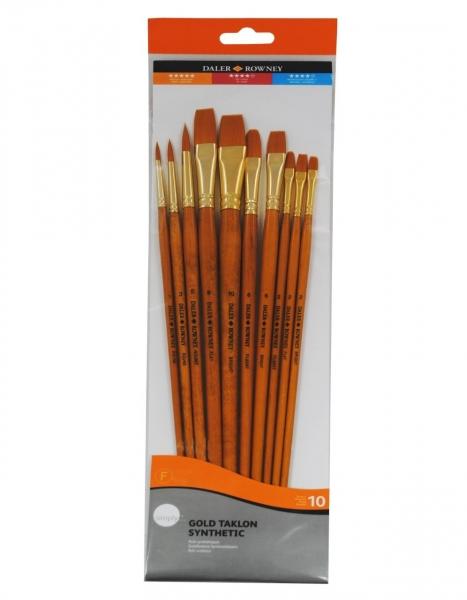 PĘDZLE SYNT.10SZT GOLD TAKLON LONG HANDLED