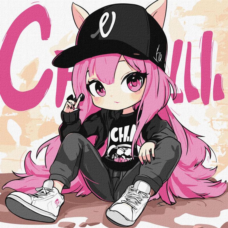 ZESTAW DO MALOWANIA PO NUMERACH W STYLU ANIME 40X40CM