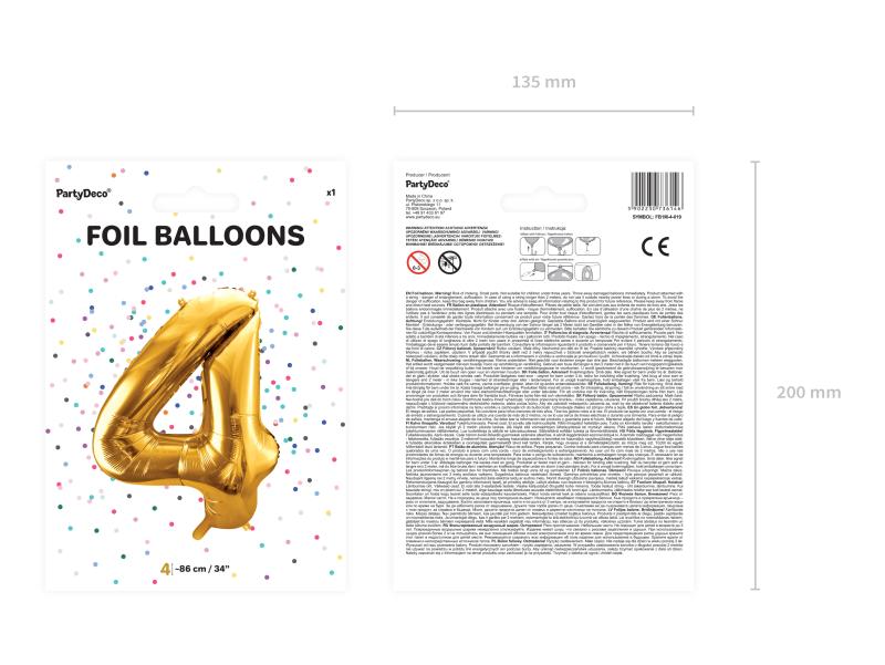 BALON FOLIOWY 4 86CM ZŁOTY