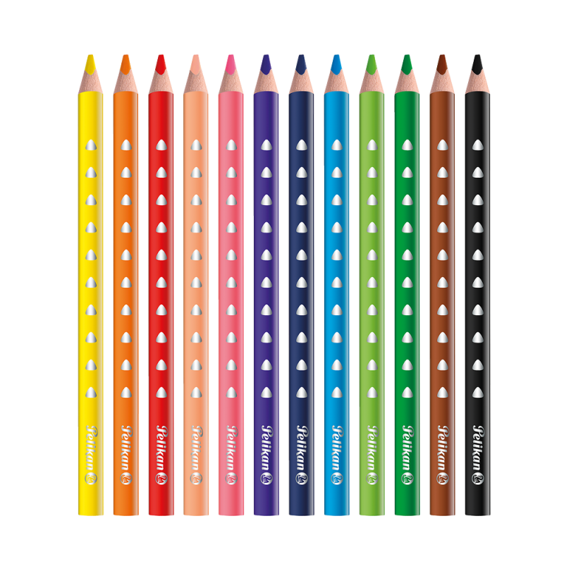 KREDKI 12 TRÓJKĄTNE, GRUBE PELIKAN SILVERINO