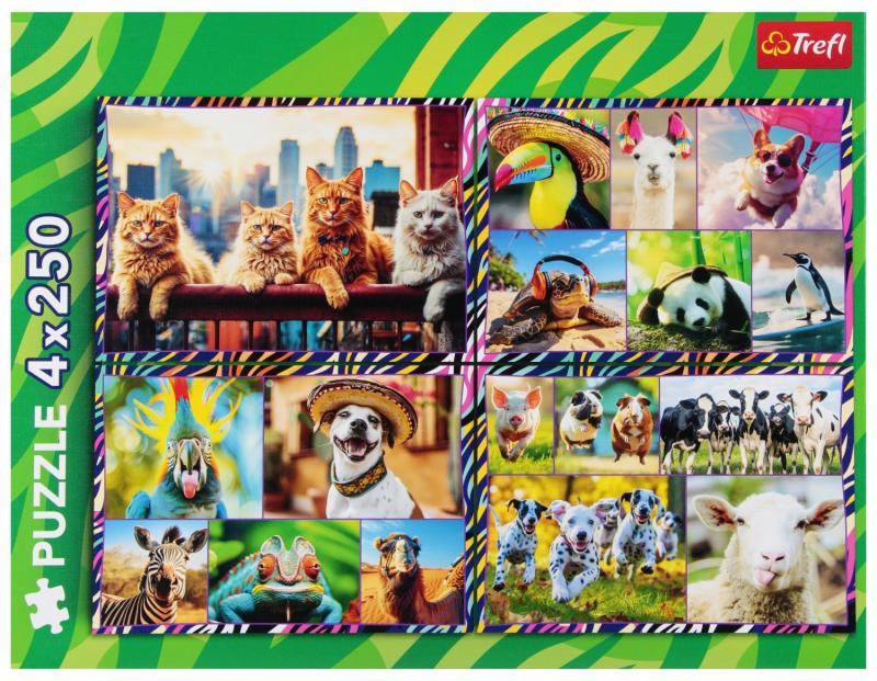 PUZZLE 4X250 TREFL ZABAWNE ZWIERZAKI