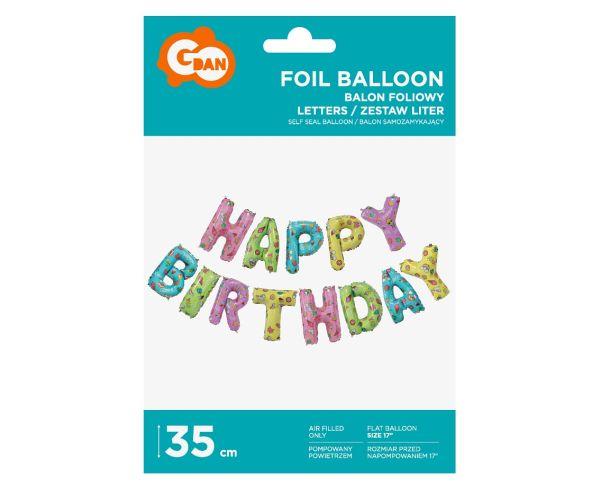 BALONY FOLIOWE LITERY HAPPY BIRTHDAY WYS.35CM