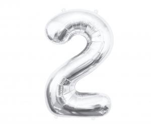 BALON FOLIOWY B&C CYFRA 2 SREBRNA 85CM