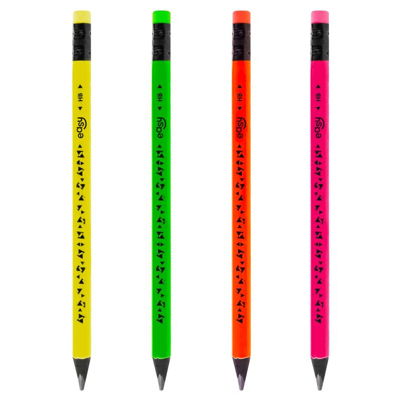 OŁÓWEK EASY Z GUMKA A/24 FLUO JUMBO