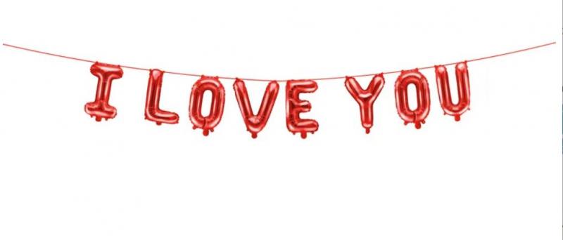 BALON FOLIOWY I LOVE YOU 260X40CM CZERWONY