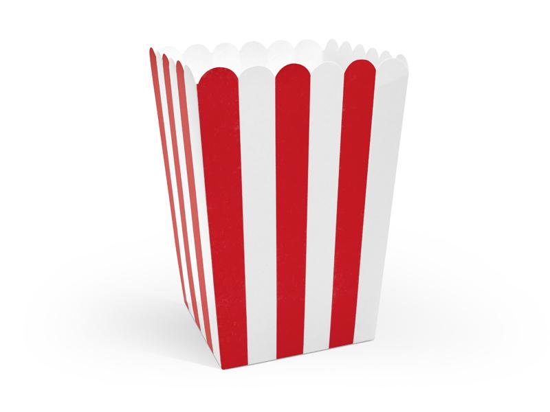 PUDEŁKA NA POPCORN CZERWONE 7X7X12,5CM