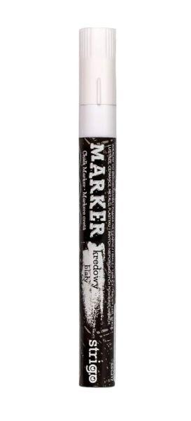 MARKER KREDOWY Z OKRĄGŁĄ KOŃCÓWKĄ BIAŁY STRIGO