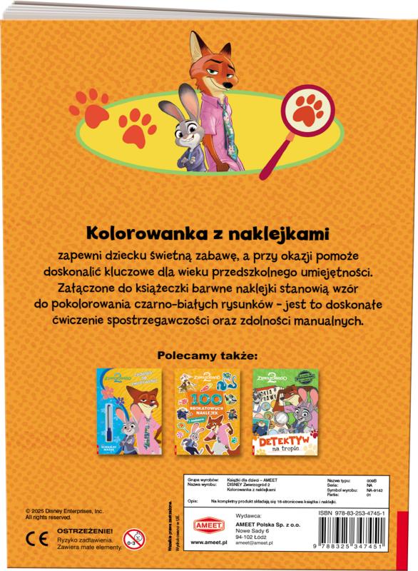 KSIĄŻECZKA DISNEY ZWIERZOGRÓD 2. KOLOROWANKA Z NAKLEJKAMI
