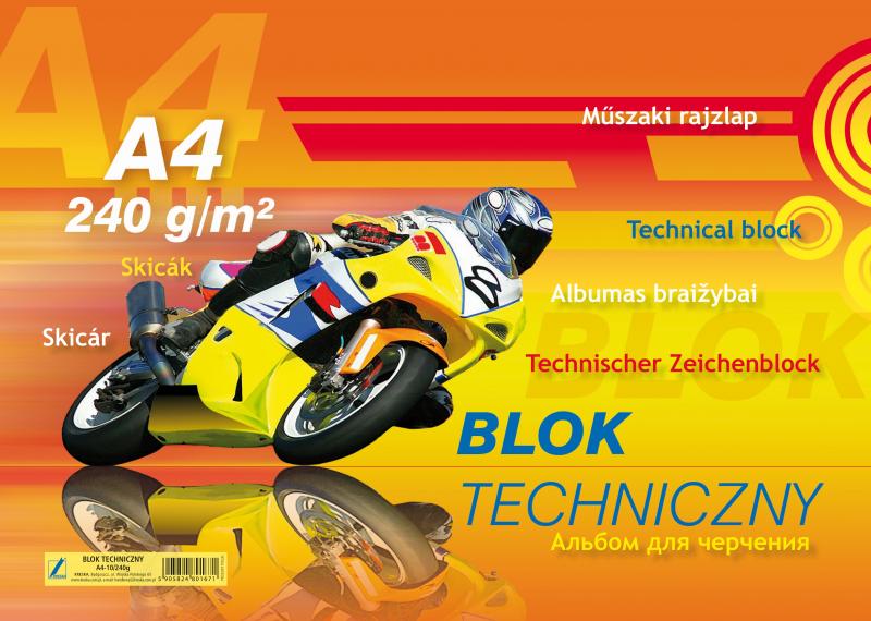 BLOK TECHNICZNY A4/10 BIAŁY 250G KRESKA