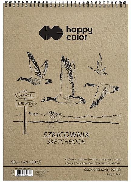 SZKICOWNIK A4/80 90G NA SPIRALI PTAKI BIAŁY HAPPY COLOR