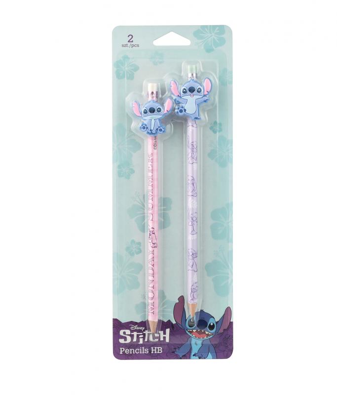 OŁÓWKI Z GUMOWĄ NAKŁADKĄ 2 SZT. BLISTER WZÓR 3 - STITCH DISNEY FASHION