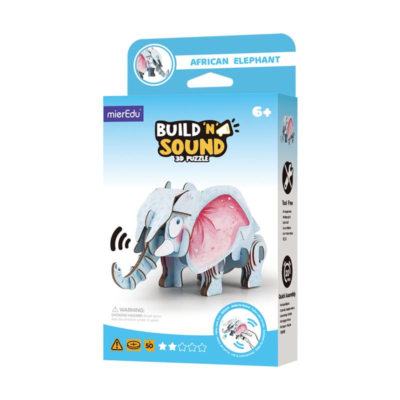 PUZZLE 3D. BUDUJ I SŁUCHAJ - SŁOŃ AFRYKAŃSKI