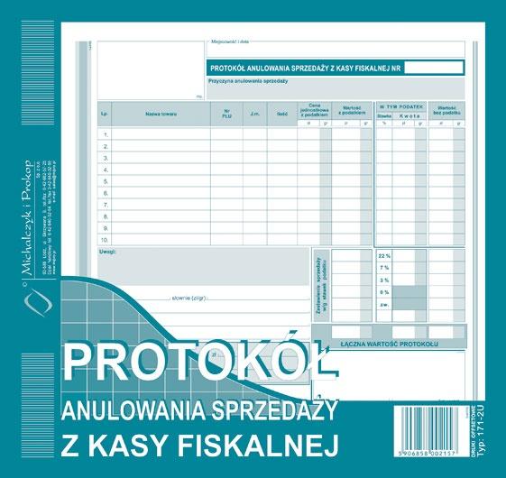 DRUK M PROTOKÓŁ ANULOWANIA SPRZ.Z KASY FIS.2/3