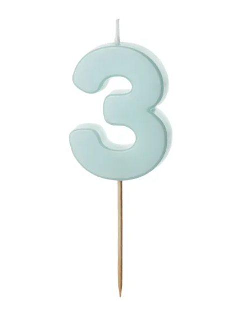 ŚWIECZKA URODZINOWA CYFERKA 3 JASNY NIEBIESKI 5.5CM