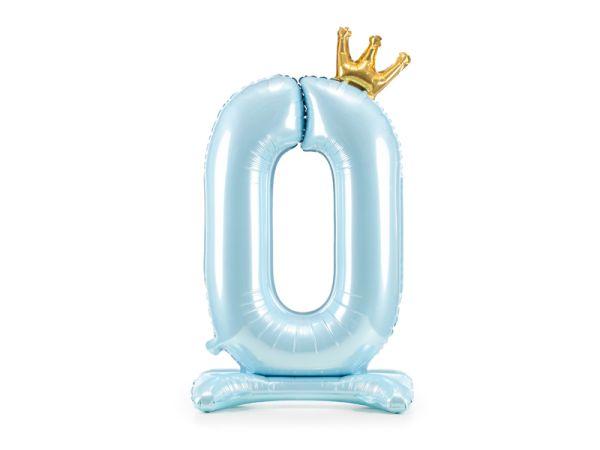 STOJĄCY BALON FOLIOWY CYFRA 0 84CM BŁĘKITNY