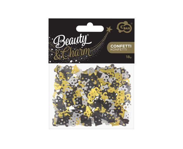 KONFETTI FOLIOWE B&C 18 18G MIX CZARNY-SREBRNY-ZŁOTY