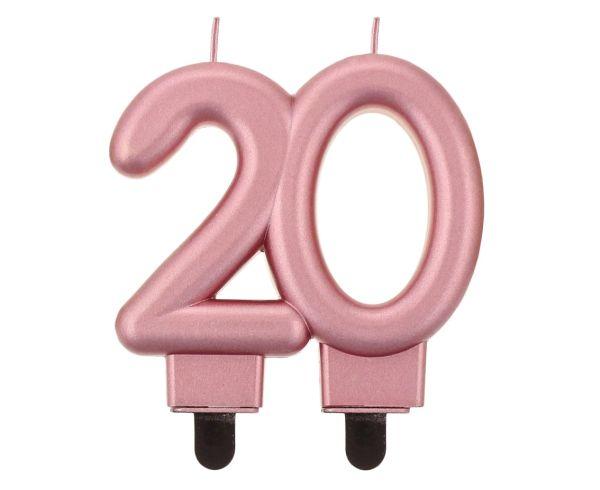 ŚWIECZKA B&C CYFERKA 20 METALIK RÓŻOWO-ZŁOTA