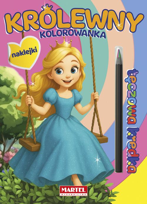 KSIĄŻECZKA TĘCZOWA KREDKA.KRÓLEWNY Z NAKLEJKAMI