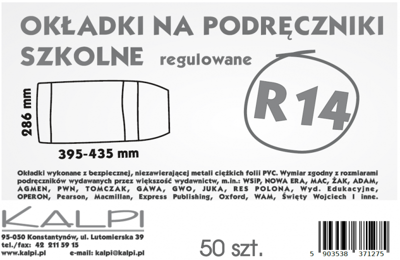 OKŁADKA R14 KALPI A/50 WYS.28,6