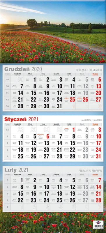 KALENDARZ TRÓJDZIELNY PŁASKI 2027