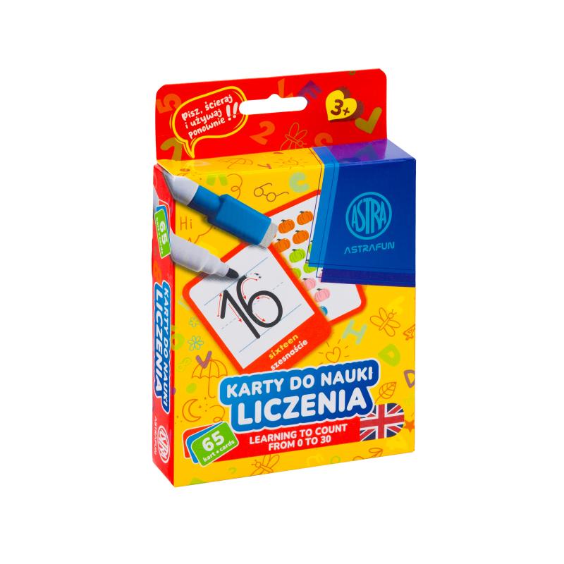 KARTY EDUKACYJNE PISZ I ŚCIERAJ ASTRAFUN - DO NAUKI ALFABETU, LICZENIA