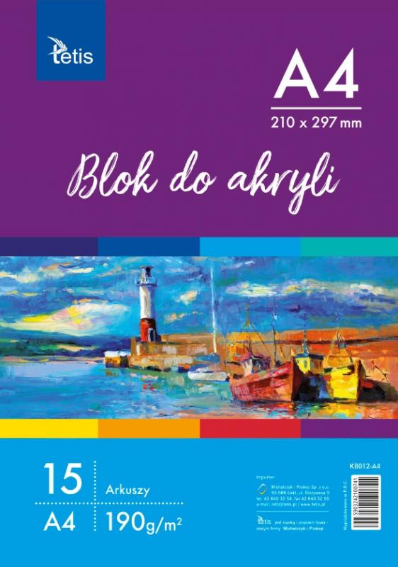 BLOK DO AKRYLI A4,190G/M2,15 ARK. A1 TETIS