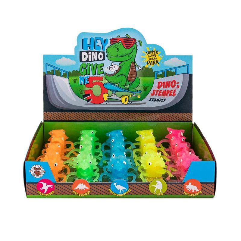 STEMPLE Z FIGURKĄ ŚWIECĄCĄ W CIEMNOŚCI HEY DINO