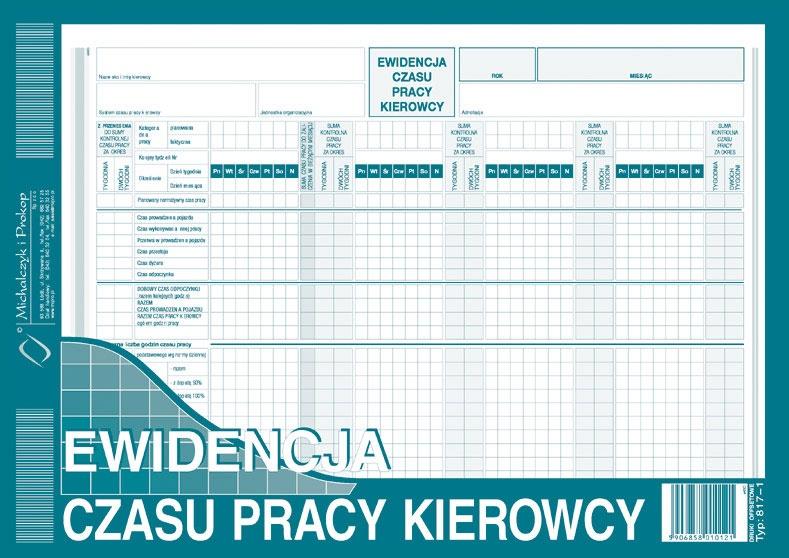 DRUK M ECPK EWIDENCJA CZASU PRACY KIEROW