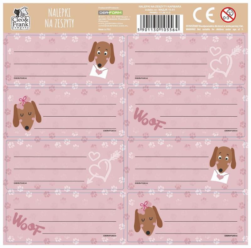 NAKLEJKI NA ZESZYTY CLEO I FRANK 46 (PIES)A25