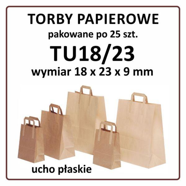 TORBA PAPIEROWA BRĄZOWA 180/80-105/230 Z UCHEM PŁASKIM A/25