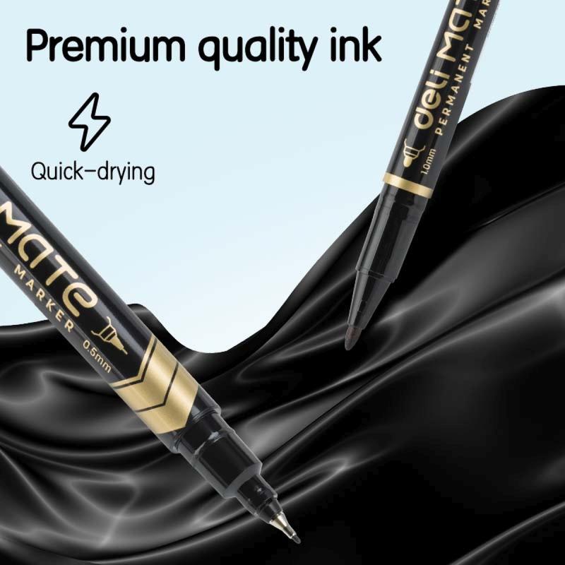 MARKER PERMANENTNY DWUSTRONNY CZARNY 1,0MM I 0,5MM CZARNY DELI A/12
