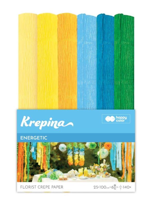 KREPINA MARSZCZONA 25X100CM MIX ENERGETIC 6 KOLORÓW A/6 HAPPY COLOR