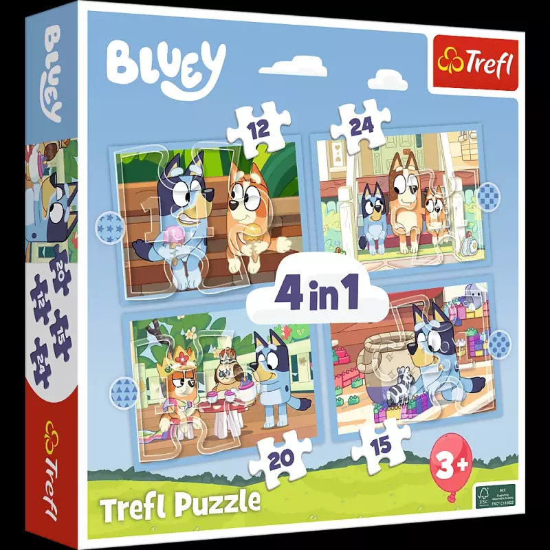 PUZZLE 4W1 TREFL BLUEY I JEGO ŚWIAT