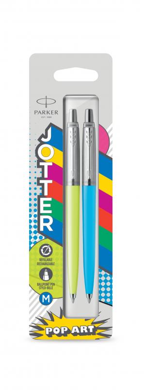 DŁUGOPIS PARKER JOTTER POP ART LIME&SKY BLUE A'2 BLISTER