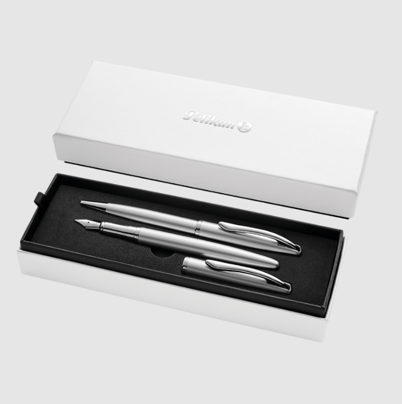 PIÓRO WIECZNE + DŁUGOPIS JAZZ NOB ELEGANCE SILVER ETUI