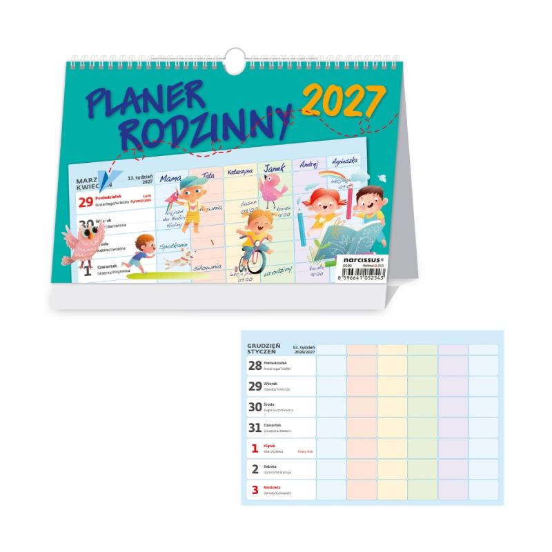 KALENDARZ BIURKOWY TYGODNIOWY PLANER RODZINNY 2027